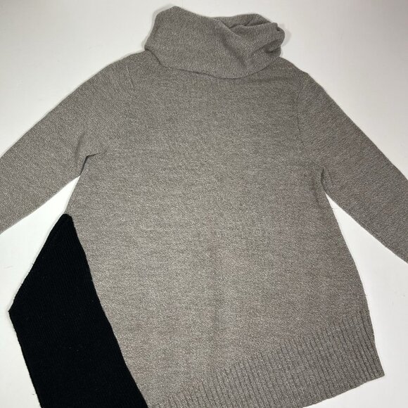 Curio New York Women Tunic Sweater Tan & Black Asymmetrical Hem Cowl Neck Sz XL - Picture 7 of 8